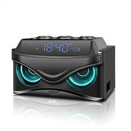 V.JUST LED Digital Dimmable Desk Alarm Clock with Wireless 19W Smart Bluetooth Speaker/Micro TF Slot/FM Radio/AUX,Black