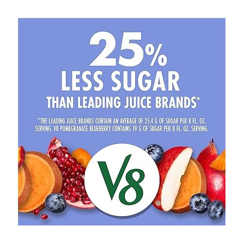  V8 Blends 100% Juice Pomegranate Blueberry Juice, 46 fl oz Bottle (Case of 6)