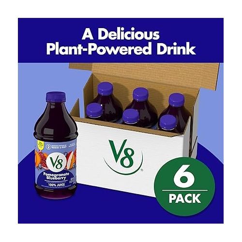  V8 Blends 100% Juice Pomegranate Blueberry Juice, 46 fl oz Bottle (Case of 6)