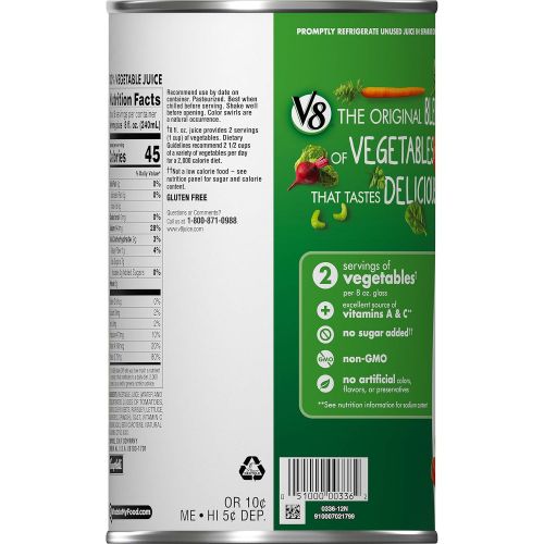  V8 Original 100% Vegetable Juice, 46 oz. Bottle (Pack of 12)