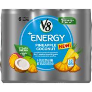 V8 +Energy, Juice Drink with Green Tea, Pineapple Coconut, 6 Count (Pack of 4)