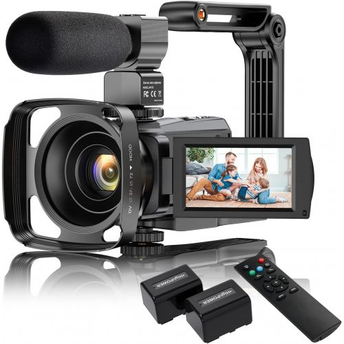  [아마존베스트]4K Video Camera Camcorder with Microphone, VAFOTON 48MP Vlogging Camera for YouTube 16X Zoom 3.0 Touch Screen IR Night Vision Wi-Fi Vlog Cameras Webcam with Handheld Stabilizer Rem