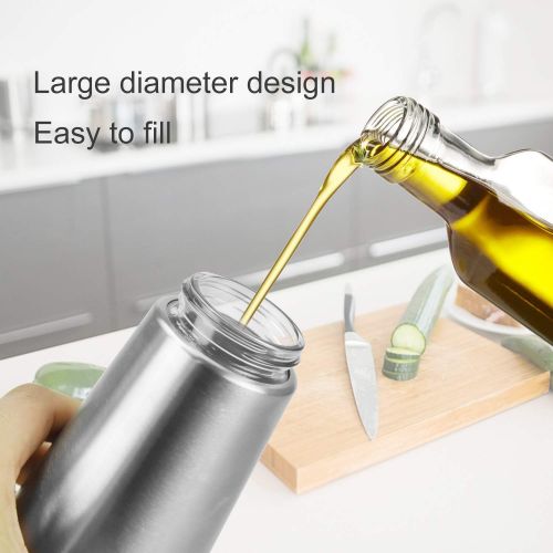  VAKOO Vakoo Kitchen Oil Dispenser, Stainless Steel Olive Oil and Vinegar Dispenser Cruet Set with Elegant Glass Bottle and Drip Free Design