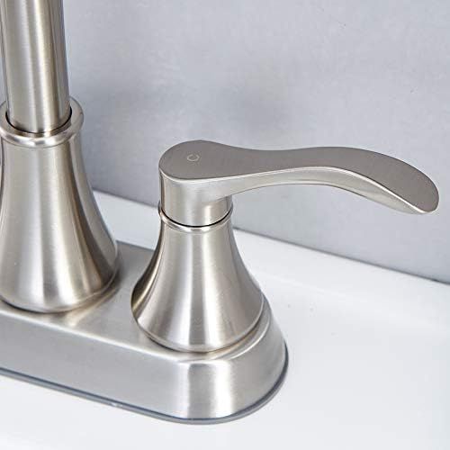  VALISY 2 Handle Stainless Steel Brushed Nickel Bathroom Sink Faucet, Lavatory Vanity Faucets Set with Pop-up Drain & Water Hoses