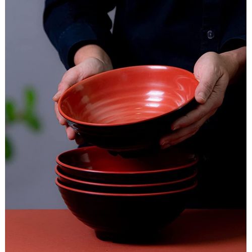  [아마존베스트]2 Ramen Bowl Sets. 8 pieces, Melamine Large Noodle Bowls Set By Vallenwood. Asian, Chinese, Japanese or Pho Soup 32oz. With Spoons, Chopsticks and Stands. Complete Dinnerware. Thai