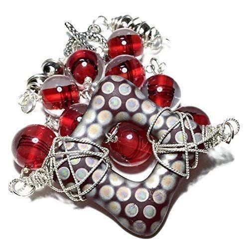  VAN DER MUFFINS JEWELS Red Statement 925 Silver Necklace | Vintage Czech Glass Jewelry | Anniversary Birthday Mothers Day Gifts | 19 Inch