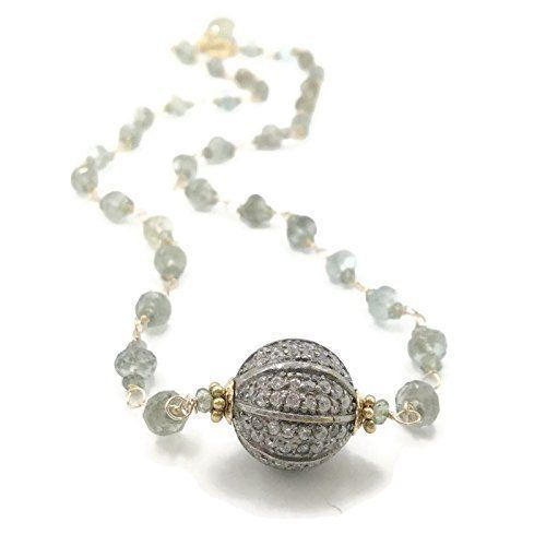  VAN DER MUFFINS JEWELS Moss Aquamarine Jewelry | Antique Pave Sapphire Necklace | Wire Wrapped Gemstone Gifts For Her