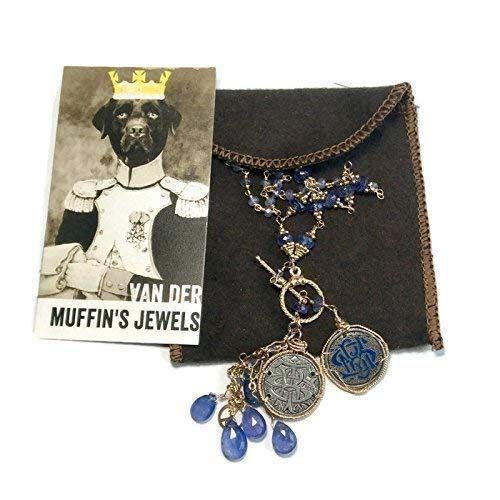  VAN DER MUFFINS JEWELS Moss Aquamarine Jewelry | Antique Pave Sapphire Necklace | Wire Wrapped Gemstone Gifts For Her