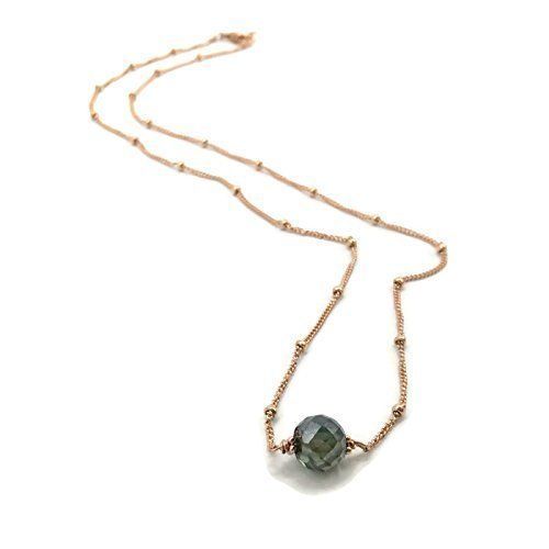  VAN DER MUFFINS JEWELS 2.30 Carat Genuine Diamond Necklace | Blue-Green Antique Gemstone Jewelry | Unique Birthday Gifts