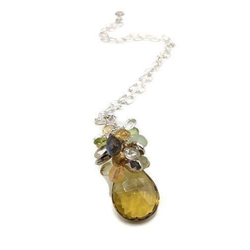  VAN DER MUFFINS JEWELS 30 Carat Topaz Gemstone Necklace | 925 Silver Wire Wrap Statement Jewelry | Unique Holiday Gifts | 20 Inch