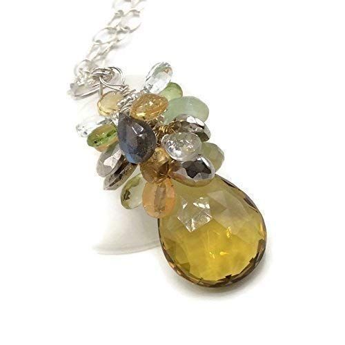  VAN DER MUFFINS JEWELS 30 Carat Topaz Gemstone Necklace | 925 Silver Wire Wrap Statement Jewelry | Unique Holiday Gifts | 20 Inch