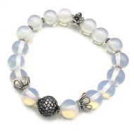 VAN DER MUFFINS JEWELS Sterling Silver Sapphire Gemstone Stretch Bracelet | Opal Quartz Jewelry | Unique Beaded Holiday Gifts Sale