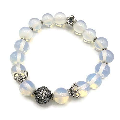  VAN DER MUFFINS JEWELS Sterling Silver Sapphire Gemstone Stretch Bracelet | Opal Quartz Jewelry | Unique Beaded Holiday Gifts Sale