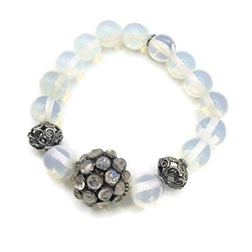  VAN DER MUFFINS JEWELS Sterling Silver Beaded Gemstone Bracelet |Rainbow Moonstone Jewelry | Unique Holiday Gifts Sale