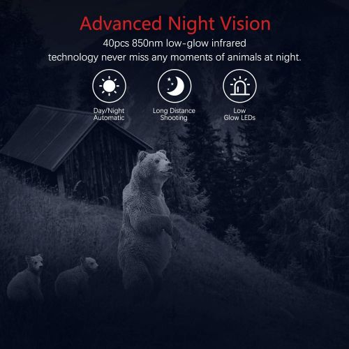  [아마존베스트]VANBAR Wildlife Camera 20MP 1080 Full HD Wildlife Camera with Motion Sensor Night Vision IP66 Waterproof and 0.2s Fast Trigger Speed Night Vision Wildlife Camera for Monitoring Wil