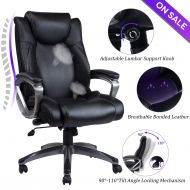 VANBOW Leather Memory Foam Office Chair - Adjustable Lumbar Support Knob and Tilt Angle High Back Executive Computer Desk Chair, Thick Padding for Comfort Ergonomic Design for Lumb