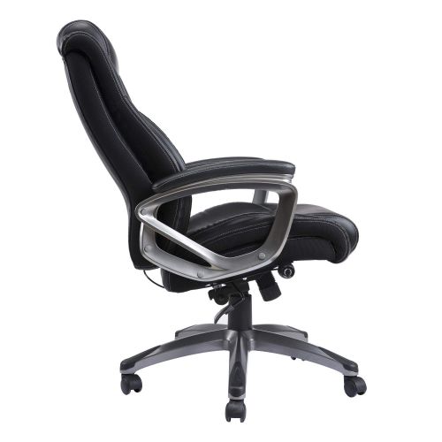  VANBOW Leather Memory Foam Office Chair - Adjustable Lumbar Support Knob and Tilt Angle High Back Executive Computer Desk Chair, Thick Padding for Comfort Ergonomic Design for Lumb