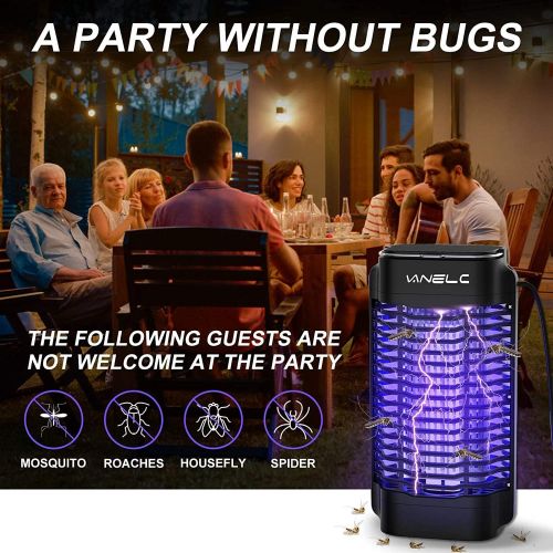  VANELC Bug Zapper Outdoor, Waterproof Electric Mosquito Killer, 4200V Mosquito Zapper Indoor Insect Fly Trap for Home Backyard Garden - 9.8 FT Length Cable