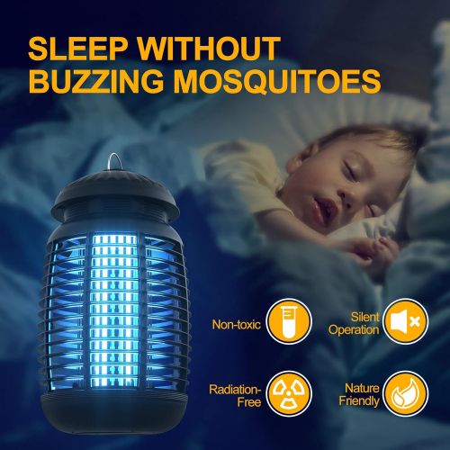  VANELC Bug Zapper with Light Sensor, Electric Insect Killer Waterproof 4200V Mosquito Zapper Outdoor, Fly Trap for Home Backyard Garden Patio