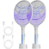 Bug Zapper 2 Pack, VANELC USB Rechargeable Electric Fly Swatter Racket, 3000 Volt Pest Insects Control Flying Bugs Trap Mosquito Killer for Home, Kitchen, Office, Outdoor