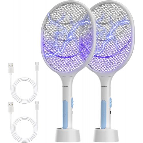  Bug Zapper 2 Pack, VANELC USB Rechargeable Electric Fly Swatter Racket, 3000 Volt Pest Insects Control Flying Bugs Trap Mosquito Killer for Home, Kitchen, Office, Outdoor