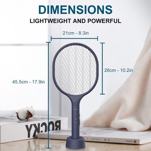  VANELC Bug Zapper Racket-Upgrade 2022 Rechargeable Electric Fly Swatter Racket-Portable 2-in-1 Mosquito Killer Trap with 3 Layer Safety Mesh for Home, Bedroom, Patio Use-3000V Grid