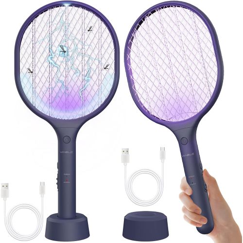  VANELC Bug Zapper Racket-Upgrade 2022 Rechargeable Electric Fly Swatter Racket-Portable 2-in-1 Mosquito Killer Trap with 3 Layer Safety Mesh for Home, Bedroom, Patio Use-3000V Grid