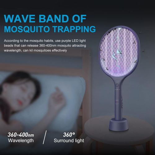  VANELC Bug Zapper Racket-Upgrade 2022 Rechargeable Electric Fly Swatter Racket-Portable 2-in-1 Mosquito Killer Trap with 3 Layer Safety Mesh for Home, Bedroom, Patio Use-3000V Grid