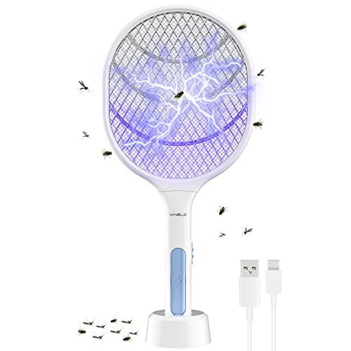  VANELC Bug Zapper Racket, Electric Fly Swatter Racket, 3000 Volt Rechargeable Fly Zapper Mosquito Killer with USB Charging Cable for Indoor and Outdoor