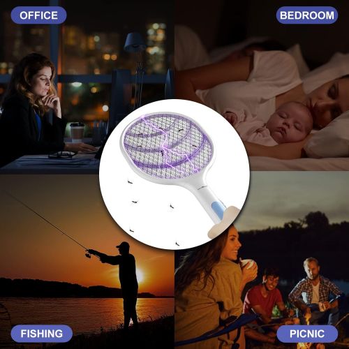  VANELC Bug Zapper Racket, Electric Fly Swatter Racket, 3000 Volt Rechargeable Fly Zapper Mosquito Killer with USB Charging Cable for Indoor and Outdoor