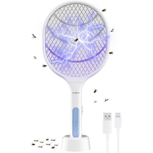  VANELC Bug Zapper Racket, Electric Fly Swatter Racket, 3000 Volt Rechargeable Fly Zapper Mosquito Killer with USB Charging Cable for Indoor and Outdoor