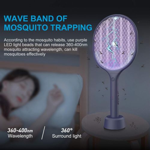  VANELC Bug Zapper Racket, Mosquito Killer, USB Rechargeable Electric Fly Swatter Racket Zap for Home, Outdoor, Pest Insects Control, Safe to Touch with 3-Layer Safety Mesh