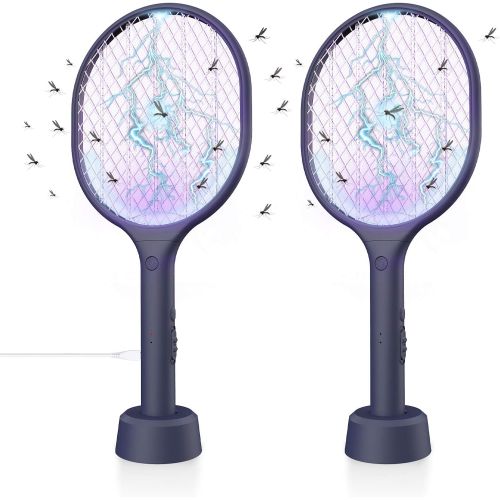  VANELC Bug Zapper Racket, Mosquito Killer, USB Rechargeable Electric Fly Swatter Racket Zap for Home, Outdoor, Pest Insects Control, Safe to Touch with 3-Layer Safety Mesh