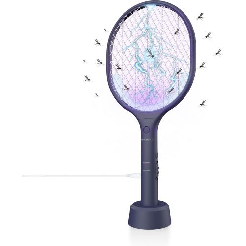  VANELC Bug Zapper, Mosquito Killer, USB Rechargeable Electric Fly Swatter Racket Zap for Home, Outdoor, Pest Insects Control, Safe to Touch with 3-Layer Safety Mesh