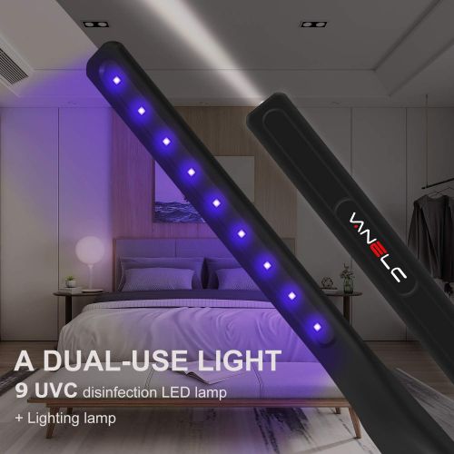  VANELC UV Light Sanitizer Wand, Portable Ultraviolet Disinfection Lamp, Handheld Chargeable UVC Sterilizer can Kill 99.99% Harmful Substances for Hotel, Wardrobe, Toilet, Office