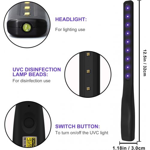  VANELC UVC Light Sanitizer Wand, Portable UV Light Sanitizer, Foldable Handheld Ultraviolet Sanitizer Machine