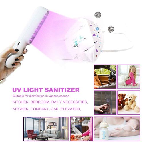  VANELC UV Light Sanitizer Wand, Portable UVC Light Disinfector Lamp, Handheld UV Cleaner for Hotel, Bathroom, Toilet, Smartphone, Kids Toys Kills 99% of Germs Viruses, Bacteria