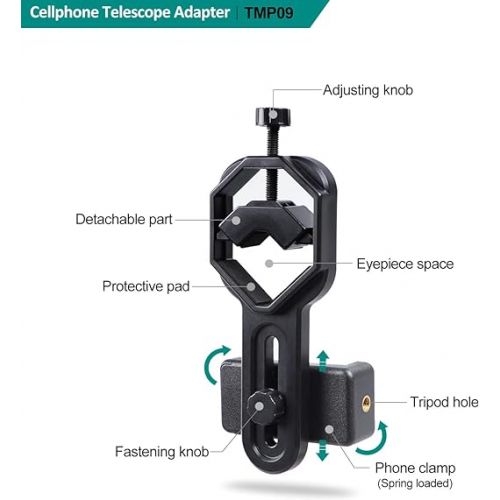  VANKEY Telescope Phone Adapter, Plastic Scope Phone Mount for Microscope, Monocular, Binocular, for iPhone, Samsung, LG and More Smartphone
