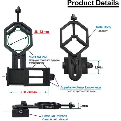  Vankey Big Cellphone Telescope Adapter Mount, Universal Smartphone Mount for Spotting Scope, Telescope, Microscope, Monocular, Binocular - Fits iPhone, Samsung, LG and More (Bluesk