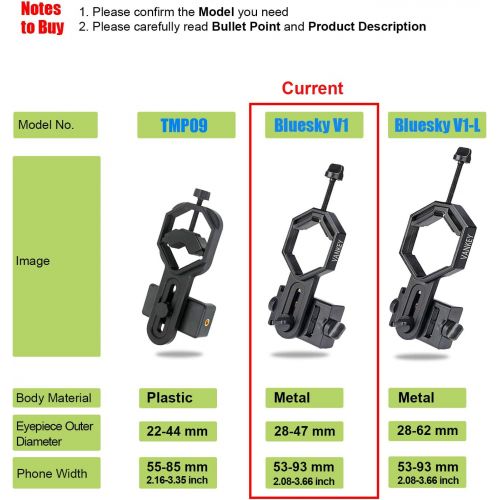  Vankey Cellphone Telescope Adapter Mount, Work with Binocular Monocular Spotting Scope Microscope for iPhone, Samsung, HTC, LG and More