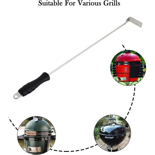  VANKEY 18 Inch BBQ Ash Tool for Kamado Joe Charcoal Smoker Big Green Egg Wood Burning Stove Ash Rake Grilling Poker Accessories Charcoal Garden Tools Grill Cleaning Tools