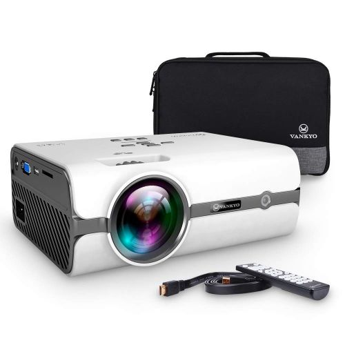  VANKYO Leisure 4 LED Mini Projector with 2500 Lux, 40,000 Hours, Carrying Bag and HDMI Cable, Portable Video Projector Supports 1080P, HDMI, USB, VGA, AV, SD Card, Compatible with