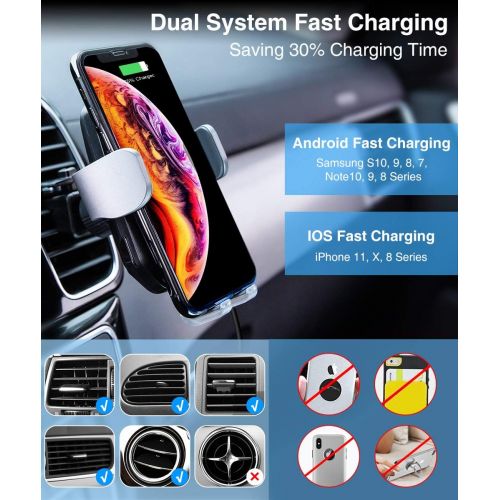  [아마존 핫딜]  [아마존핫딜]VANMASS Qi Wireless Car Charger Mount, Automatic Clamping, 10W/7.5W Fast Charging, Air Vent Motorized Cell Phone Holder for Car Compatible with iPhone Xs Max XR 8 Plus, Samsung S10