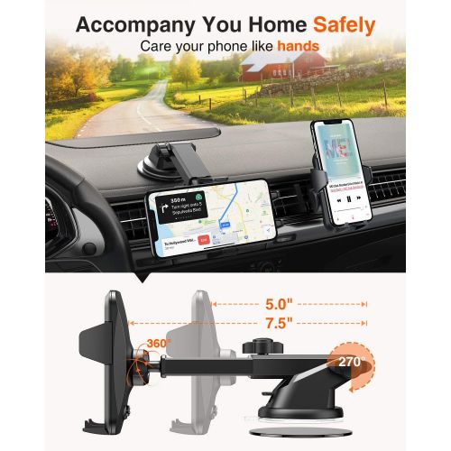  [아마존 핫딜] VANMASS Car Phone Mount, Universal Cell Phone Holder for Car Dashboard, Windshield, Air Vent with One-Click Release Button, Compatible with iPhone, Samsung, Google, LG, HTC & More