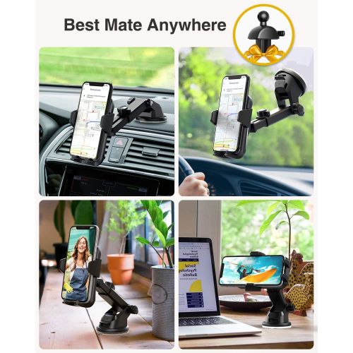  [아마존 핫딜] VANMASS Car Phone Mount, Universal Cell Phone Holder for Car Dashboard, Windshield, Air Vent with One-Click Release Button, Compatible with iPhone, Samsung, Google, LG, HTC & More