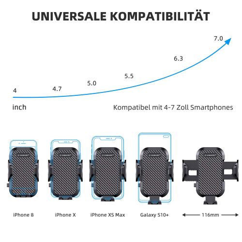  [아마존 핫딜]  [아마존핫딜]VANMASS Handyhalterung Auto Handyhalter fuers Auto Lueftung Bombenfest Vertikal & Horizontal mit Ausdehnbarer Halterfuesse Universal fuer iPhone Samsung Huawei Oneplus und andere Smartp