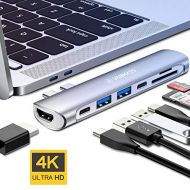 [아마존핫딜]VANMASS USB C Hub, USB C Adapter fuer Mac Book Pro 2016/2017/2018 13&15 Mac Book Air 2018, 7 in 1 Thunderbolt 3 Adapter mit 4K HDMI, 2 x USB 3.0 (Highspeed), Type C Port, SD/TF Kart