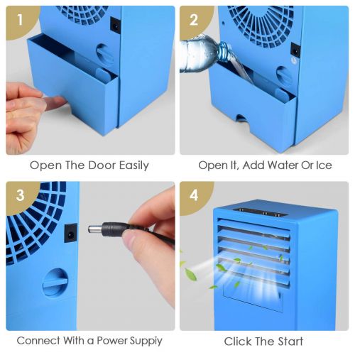  VANTAKOOL Personal Air Conditioner Fan, Air Personal Space Cooler Small Desktop Fan Quiet Personal Table Fan Mini Evaporative Air Circulator Cooler Humidifier Bladeless Quiet for Office, Dor