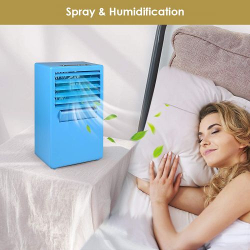  VANTAKOOL Personal Air Conditioner Fan, Air Personal Space Cooler Small Desktop Fan Quiet Personal Table Fan Mini Evaporative Air Circulator Cooler Humidifier Bladeless Quiet for Office, Dor