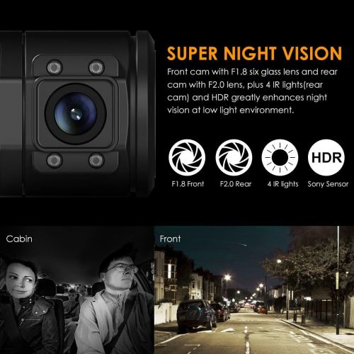  [아마존 핫딜] VANTRUE Vantrue N2 Pro Uber Dual Dash Cam Dual 1920x1080P Infrared Night Vision Front and Inside Dash Camera, 2.5K 2560x1440P Single Front, 310° Car Camera, 24hr Parking Mode, Motion Senso